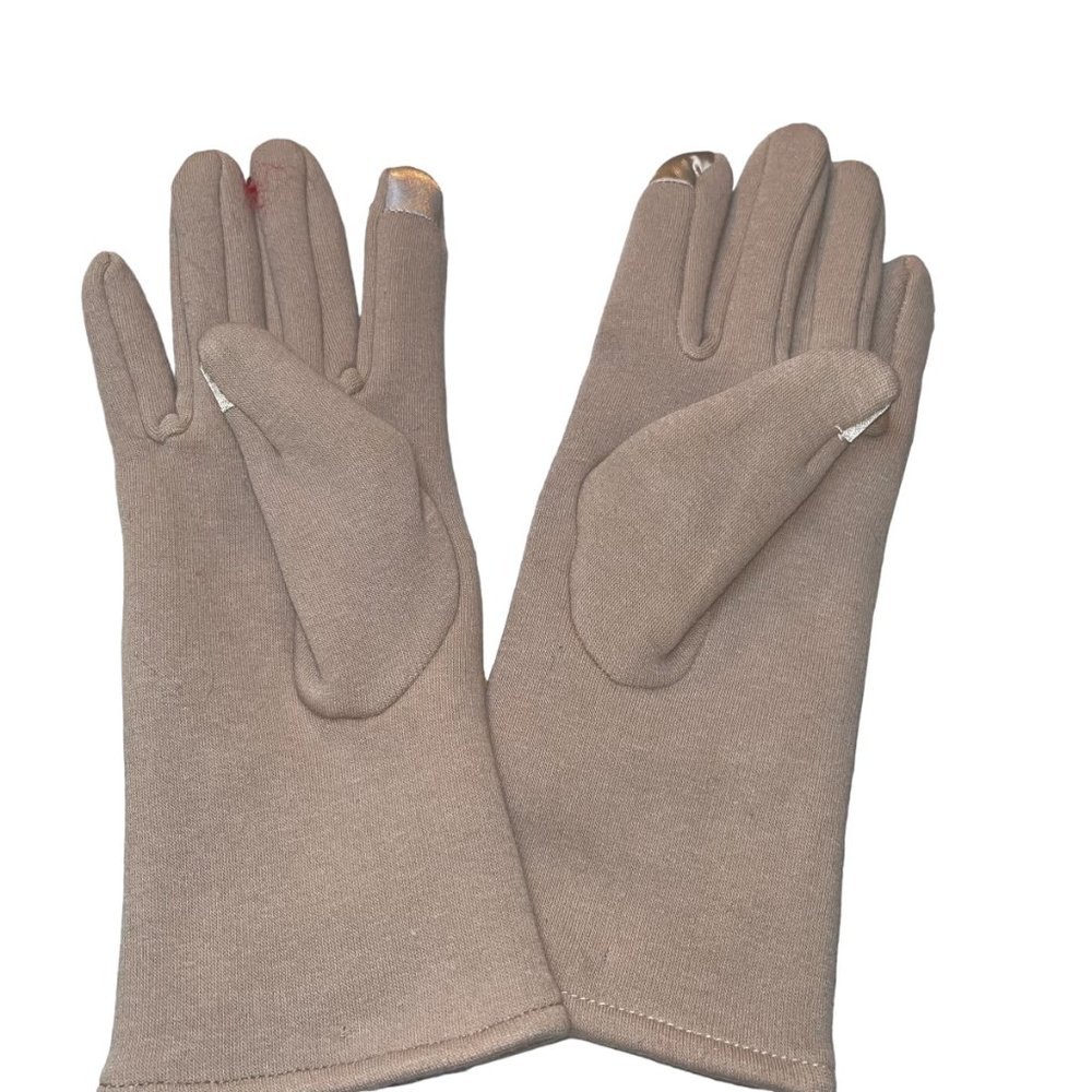 BYOS, Women's Tan Gloves, w/Faux Fur Lining & Button Details - Picture 2 of 4